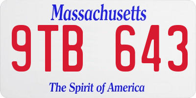 MA license plate 9TB643