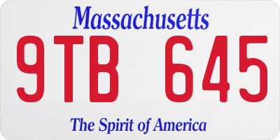 MA license plate 9TB645