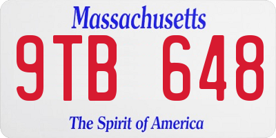 MA license plate 9TB648
