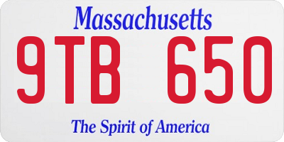 MA license plate 9TB650