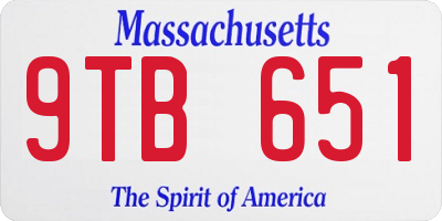 MA license plate 9TB651