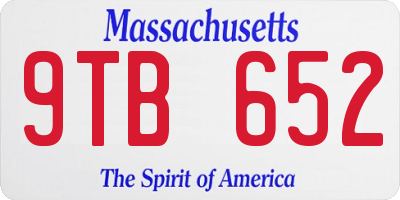 MA license plate 9TB652