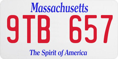 MA license plate 9TB657