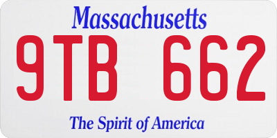 MA license plate 9TB662