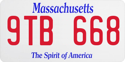 MA license plate 9TB668