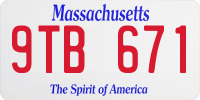 MA license plate 9TB671