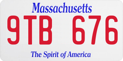 MA license plate 9TB676