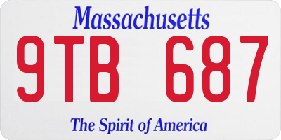 MA license plate 9TB687