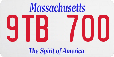 MA license plate 9TB700