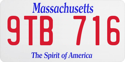 MA license plate 9TB716