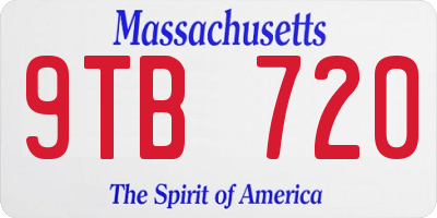 MA license plate 9TB720