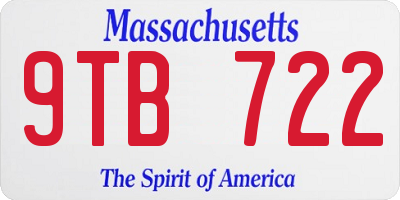 MA license plate 9TB722