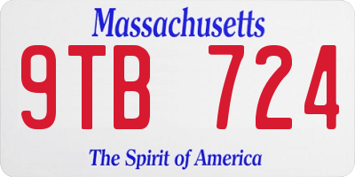 MA license plate 9TB724