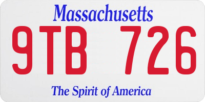 MA license plate 9TB726
