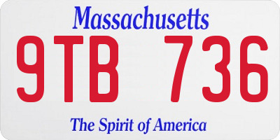 MA license plate 9TB736