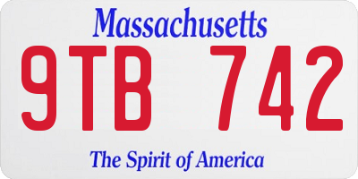 MA license plate 9TB742