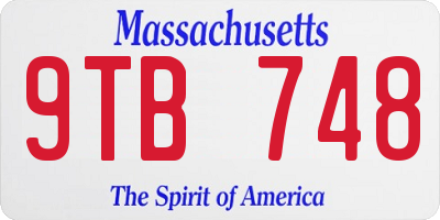 MA license plate 9TB748