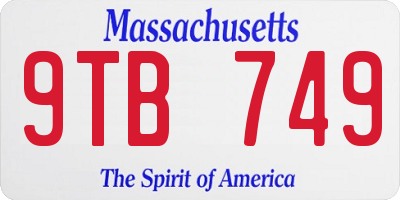 MA license plate 9TB749