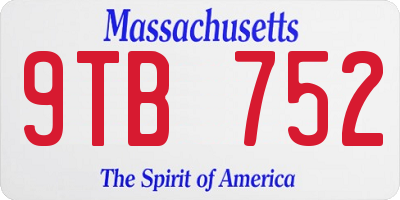 MA license plate 9TB752