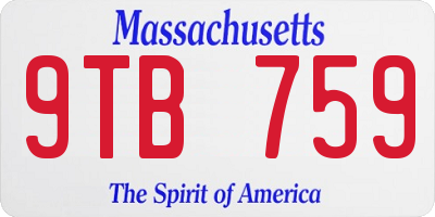 MA license plate 9TB759