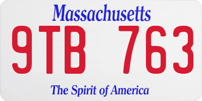 MA license plate 9TB763