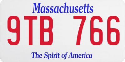 MA license plate 9TB766