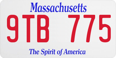 MA license plate 9TB775