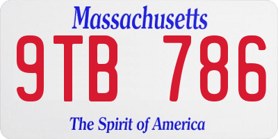 MA license plate 9TB786