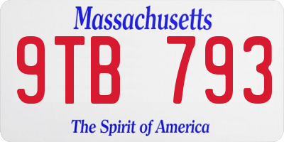 MA license plate 9TB793