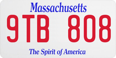 MA license plate 9TB808