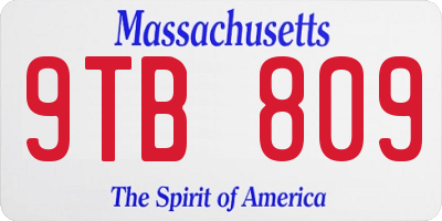 MA license plate 9TB809