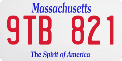 MA license plate 9TB821