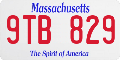 MA license plate 9TB829
