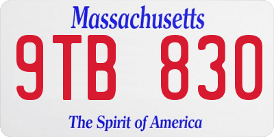 MA license plate 9TB830