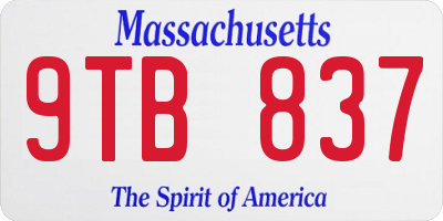 MA license plate 9TB837