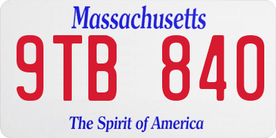 MA license plate 9TB840
