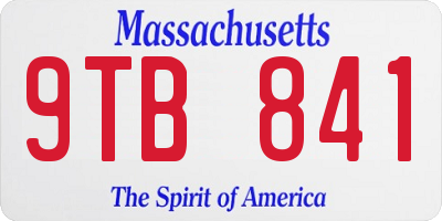 MA license plate 9TB841