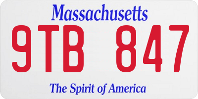 MA license plate 9TB847