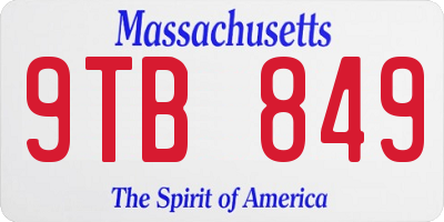 MA license plate 9TB849