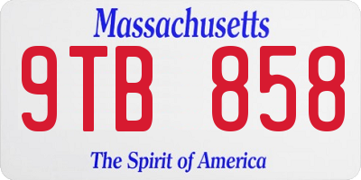 MA license plate 9TB858