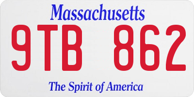 MA license plate 9TB862