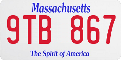 MA license plate 9TB867
