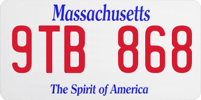 MA license plate 9TB868