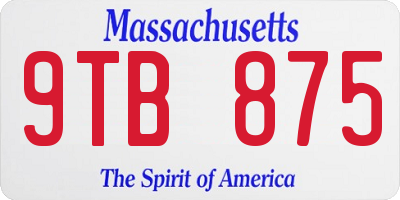 MA license plate 9TB875