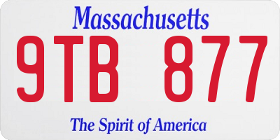 MA license plate 9TB877