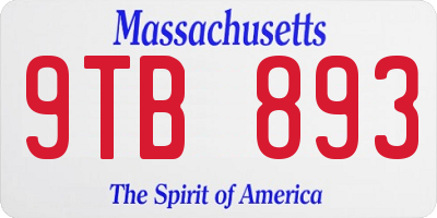 MA license plate 9TB893