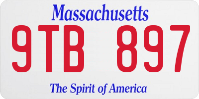 MA license plate 9TB897
