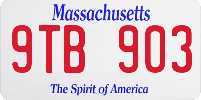 MA license plate 9TB903