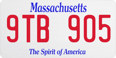 MA license plate 9TB905