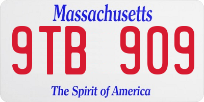 MA license plate 9TB909
